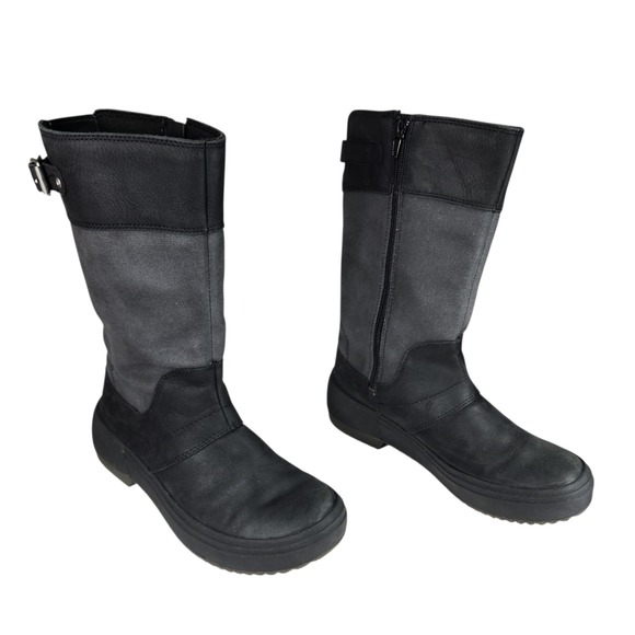 Merrell Shoes - Merrell Tall Boots 6 Women Haven Black Gray Leather Waterproof Mid Calf Workwear